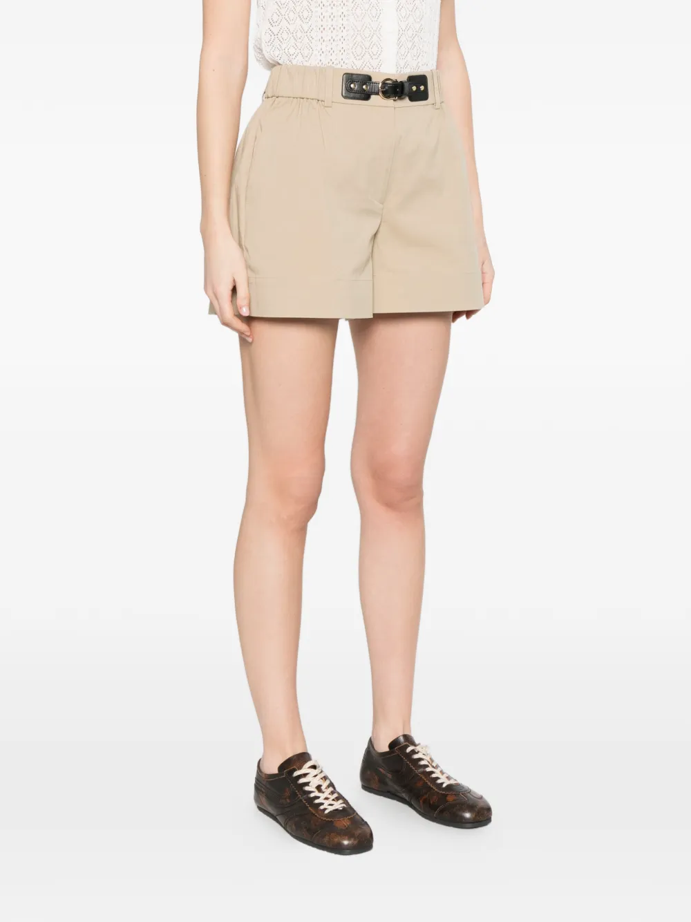  Maje Belted Mini Shorts - Neutrals 