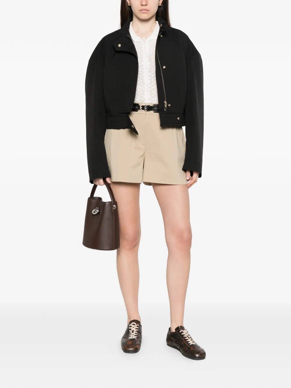  Maje Belted Mini Shorts - Neutrals 
