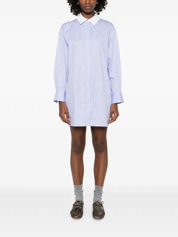 maje striped shirt dress Striped and lace shirt dress Blue For Women