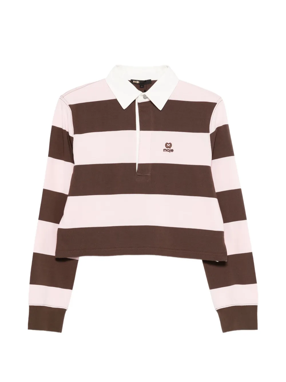 Maje striped cropped polo top - Marrone