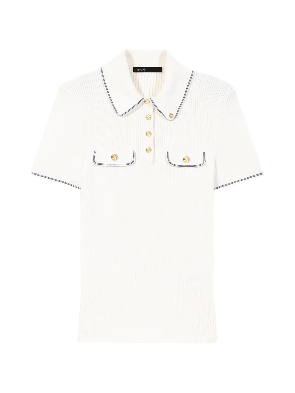 Maje ribbed-knit polo shirt - Toni neutri