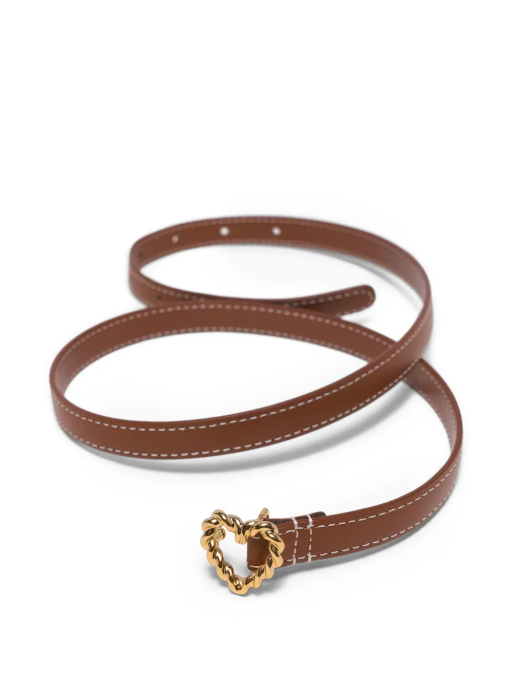  Maje Heart-buckle Leather Belt - Brown 