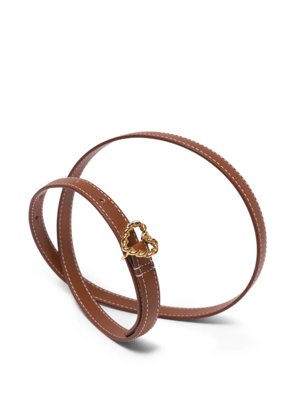  Maje Heart-buckle Leather Belt - Brown 