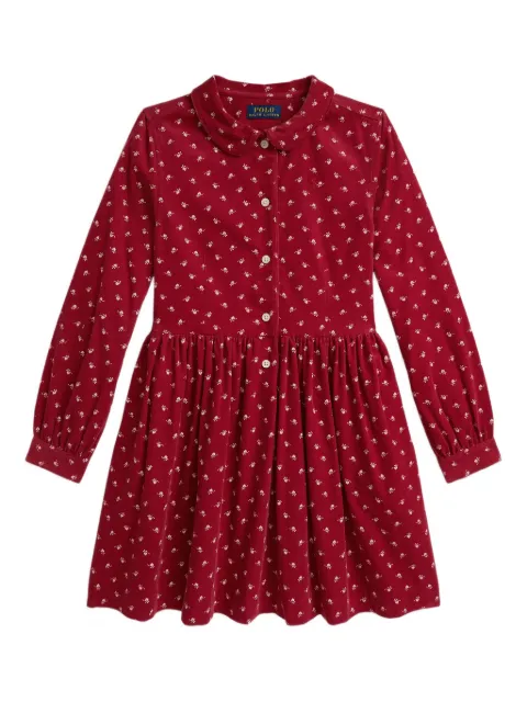POLO RALPH LAUREN KIDS floral-pattern corduroy-texture shirt-dress