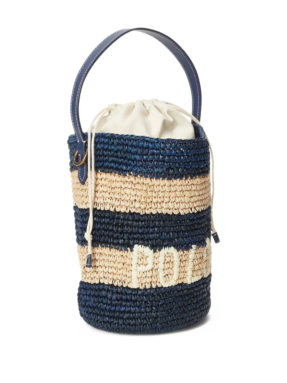 Polo Ralph Lauren Kleine raffia bucket-tas met logo Beige