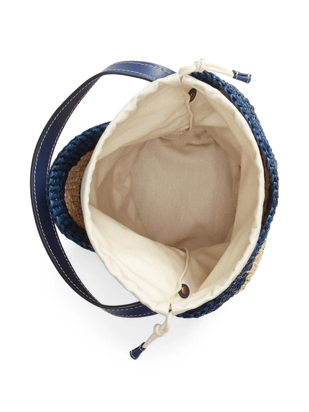 Polo Ralph Lauren Kleine raffia bucket-tas met logo Beige