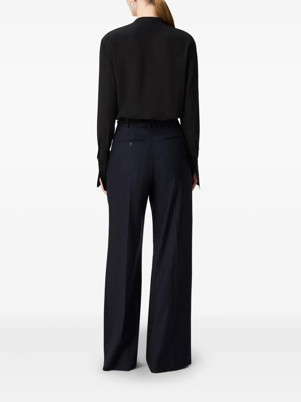 Another Tomorrow Pleated Tuxedo Shirt In Black