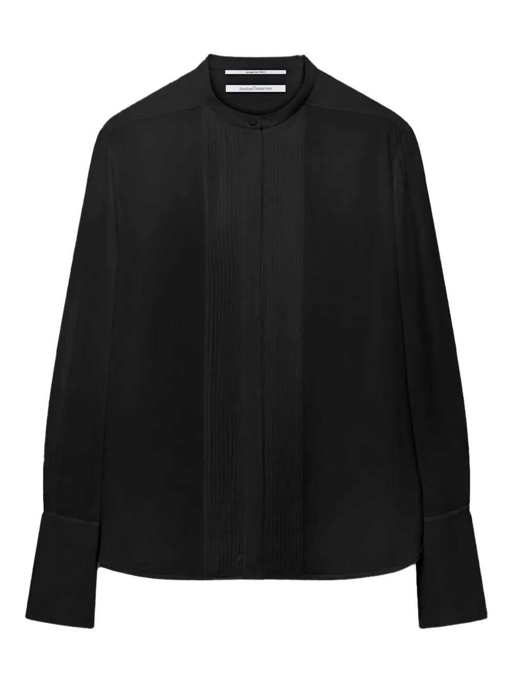 Another Tomorrow pleated tuxedo shirt - ブラック Another Tomorrow pleated tuxedo shirt - ブラック