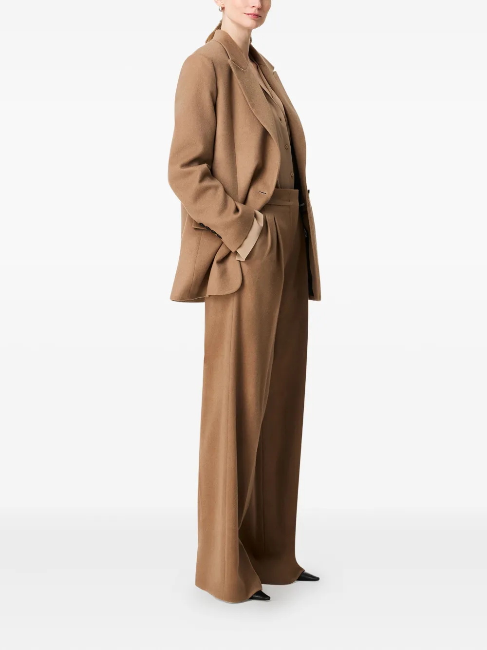 Another Tomorrow Cashmere Blazer In Brown