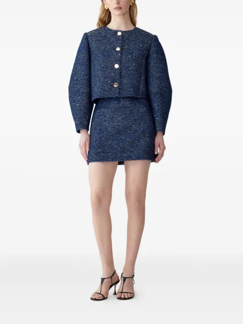 Carolina Herrera Arc-sleeve lurex tweed jacket
