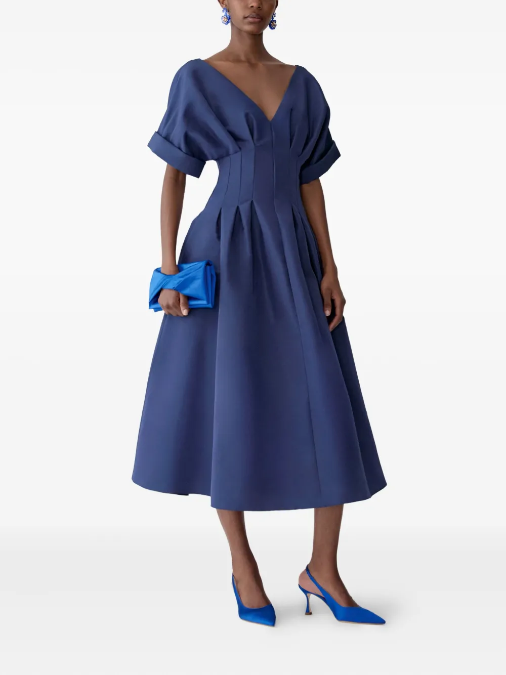 Carolina Herrera fitted-waist midi dress - Blauw