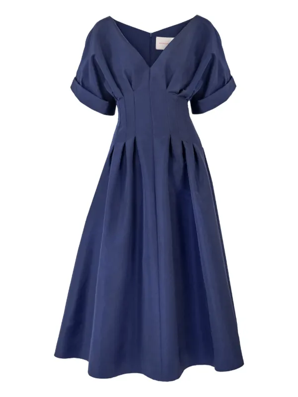 Carolina Herrera gathered-waist Midi Dress | Blue | FARFETCH