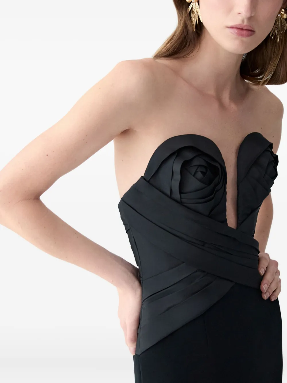 Carolina Herrera U-neck Column Gown In Black