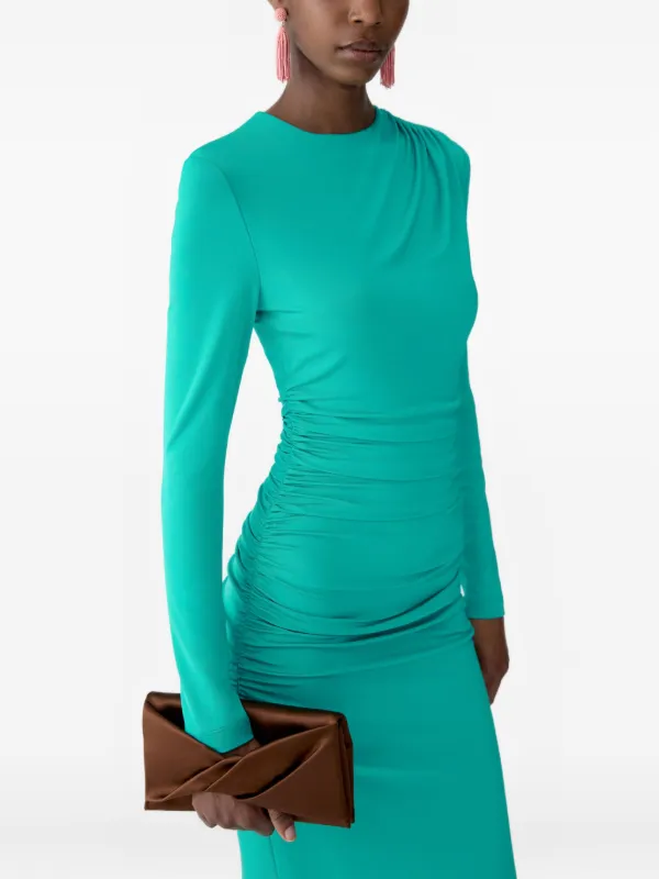 Carolina Herrera Draped Jersey Midi Dress | Green | FARFETCH