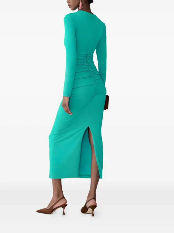 Carolina Herrera Draped Jersey Midi Dress - Green