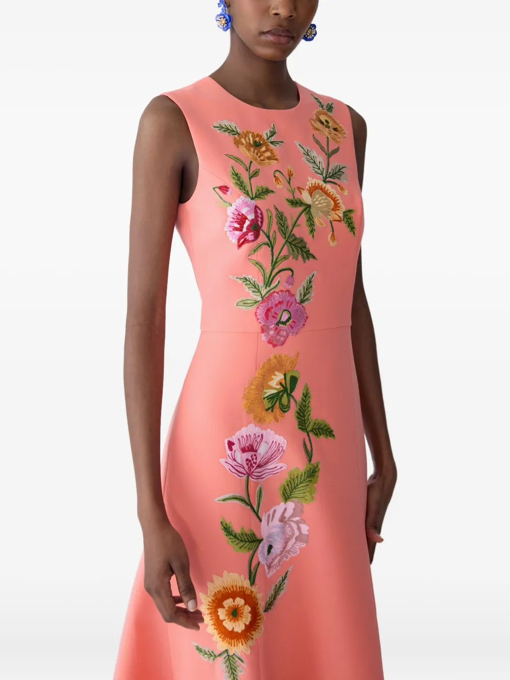 Carolina Herrera Midi-jurk met geborduurde bloemen Roze