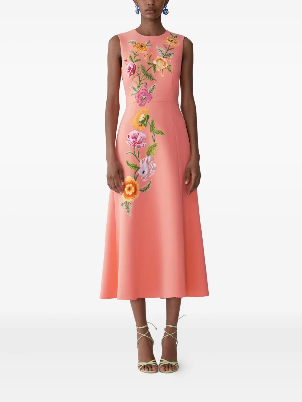 Carolina Herrera Midi-jurk met geborduurde bloemen - Roze