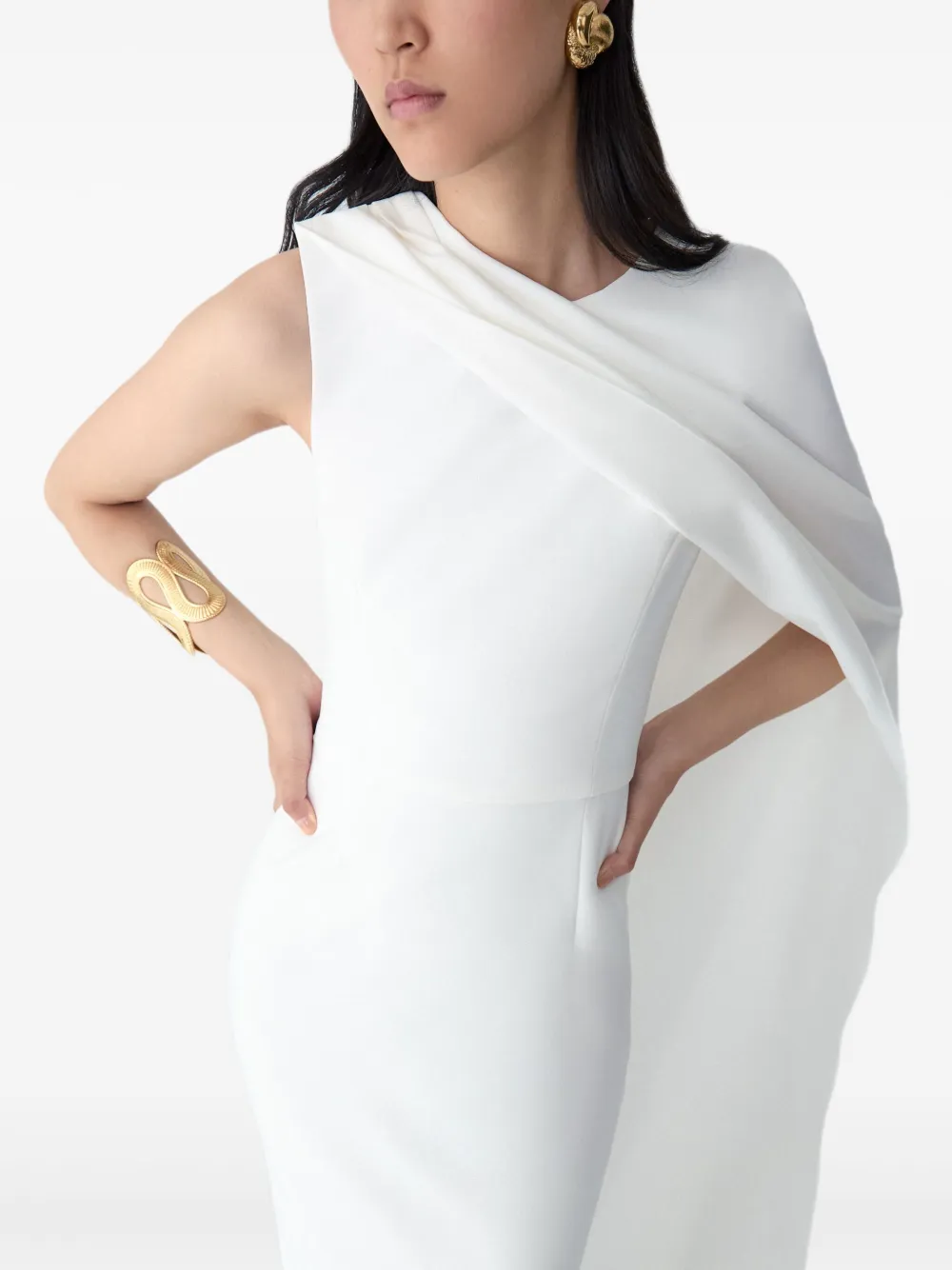 Carolina Herrera Asymmetrische gedrapeerde avondjurk Wit