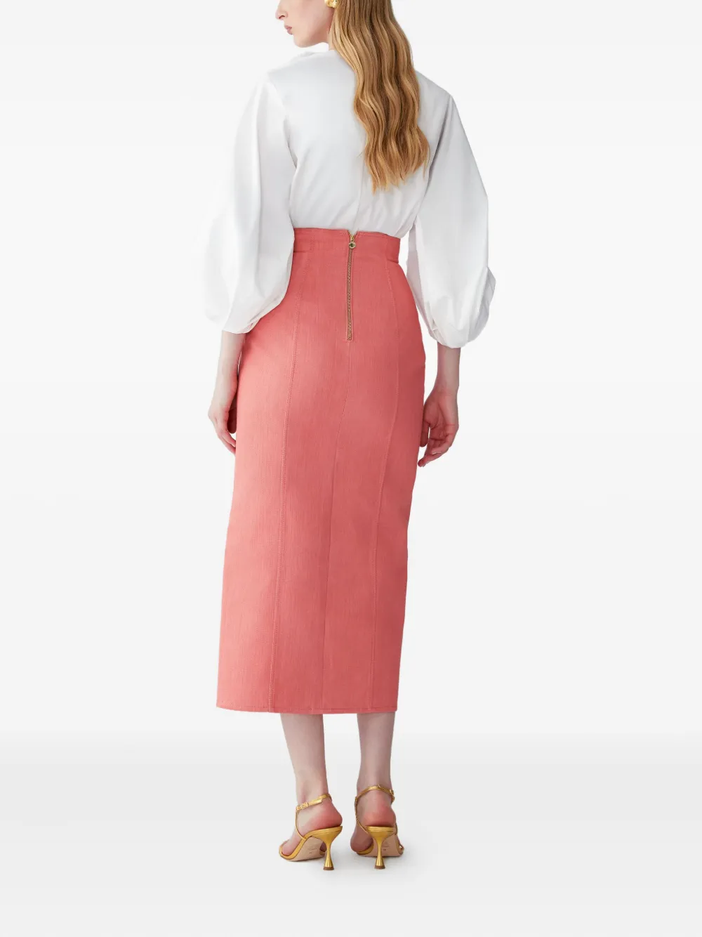 Carolina Herrera Denim high waist midi-rok Roze