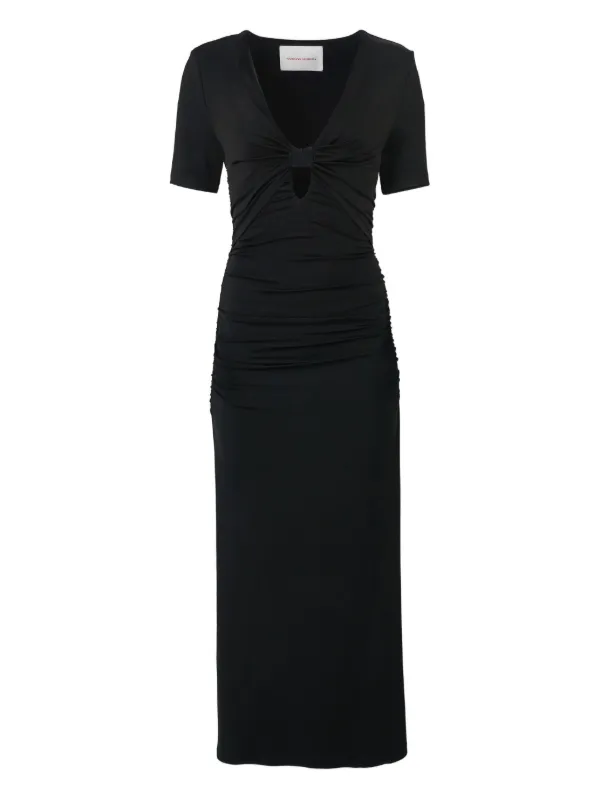 Carolina Herrera Cutout Ruched Jersey Midi Dress - Black Carolina Herrera Cutout Ruched Jersey Midi Dress - Black
