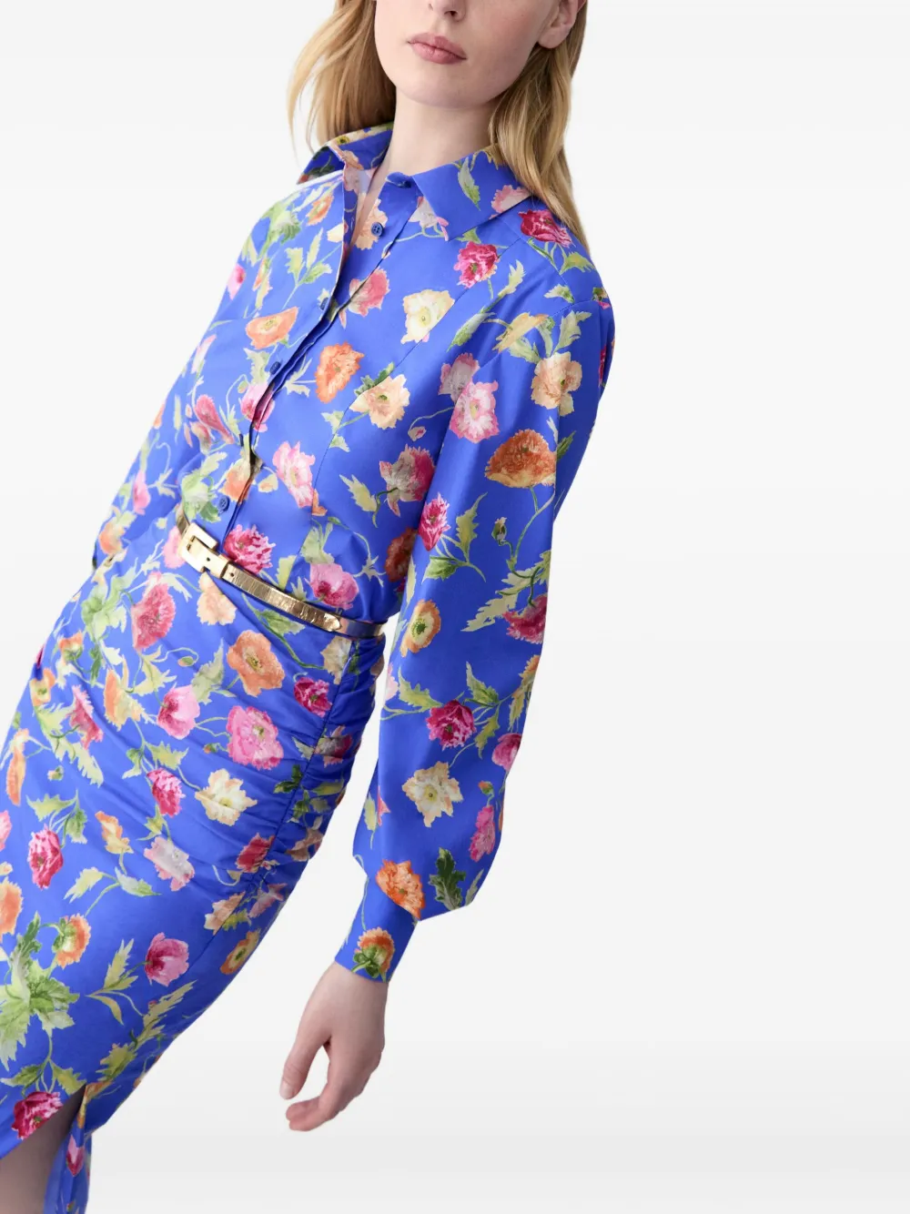 Carolina Herrera Blouse met klaprozenprint en lange mouwen Blauw