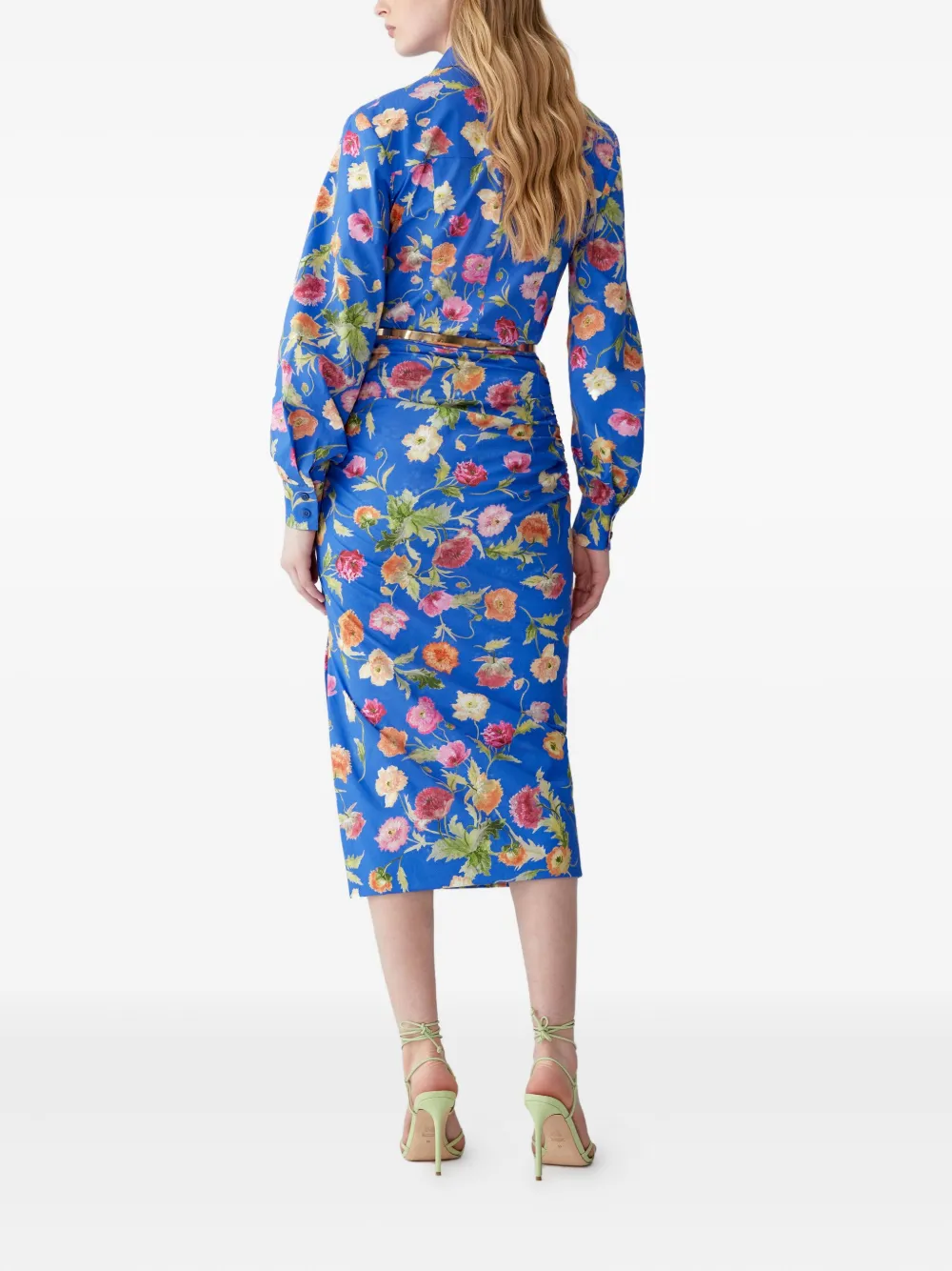 Carolina Herrera Blouse met klaprozenprint en lange mouwen Blauw