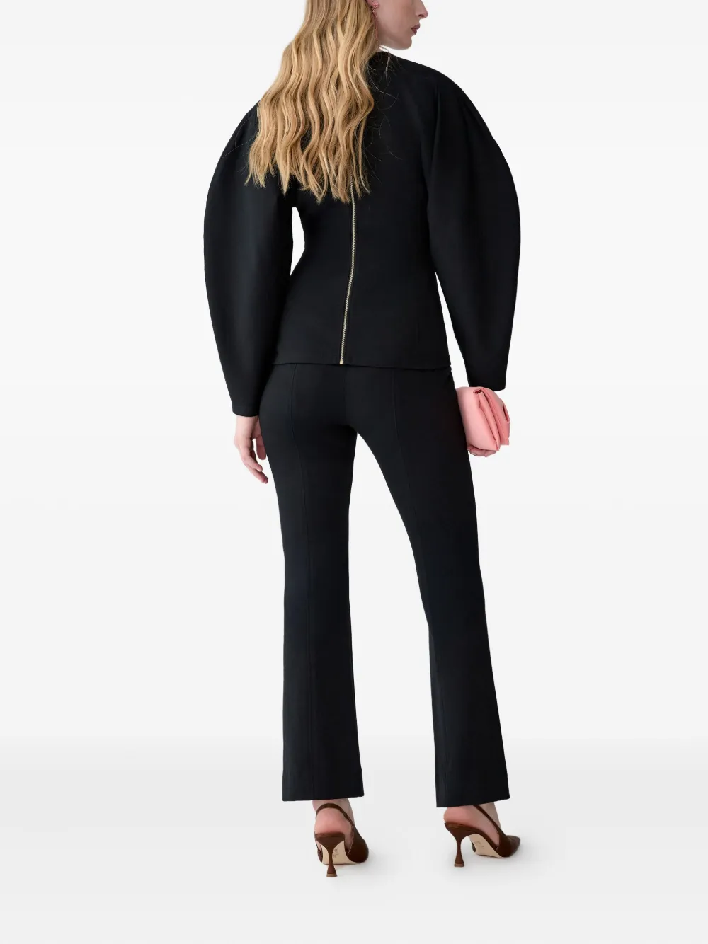 Carolina Herrera Flared Ponte Trousers In Black