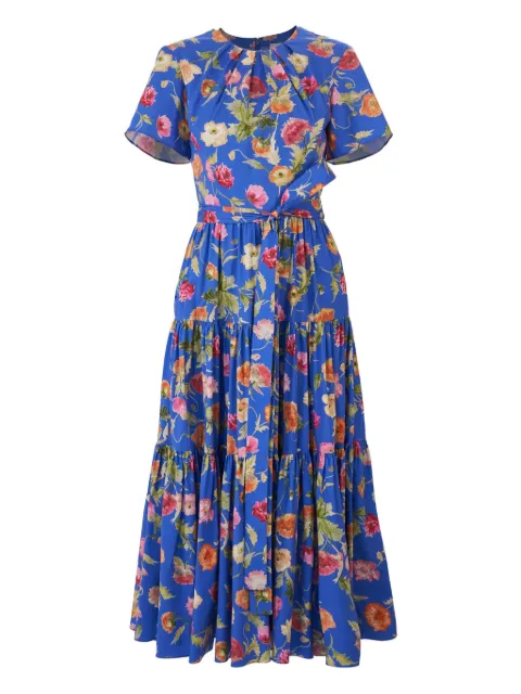 Carolina Herrera poppy-print tiered sash midi dress