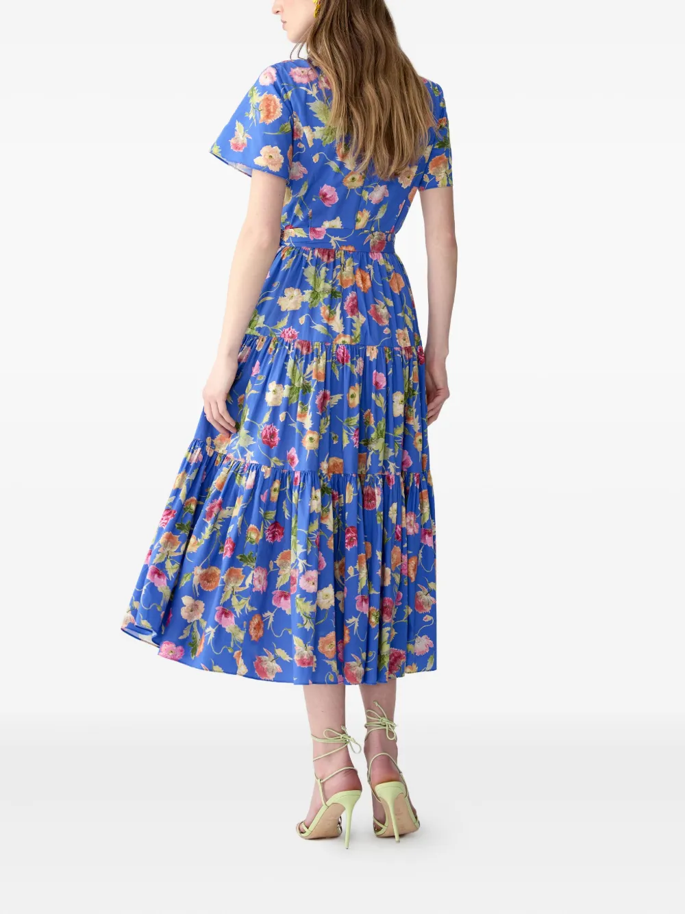 Carolina Herrera Midi-jurk met klaprozenprint Blauw