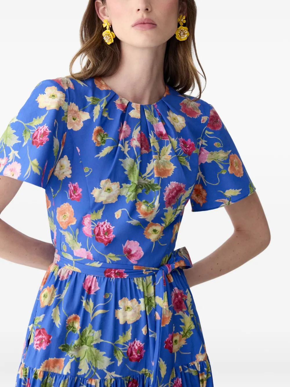 Carolina Herrera Midi-jurk met klaprozenprint Blauw