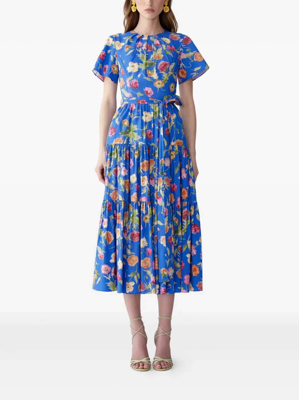 Carolina Herrera Midi-jurk met klaprozenprint - Blauw