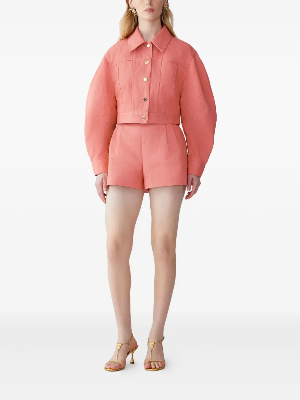 Carolina Herrera Denim jack met boogmouwen Roze