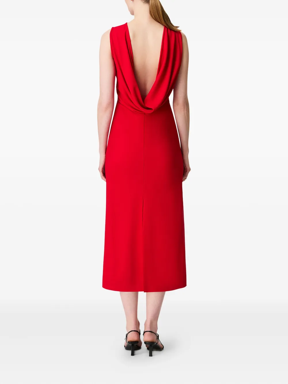 Another Tomorrow Midi-jurk met detail op de rug Rood