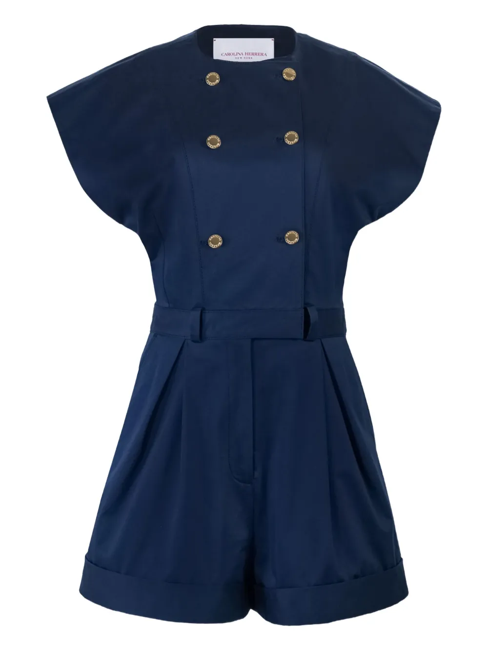 Carolina Herrera Double-breasted Romper With Belt In Blue