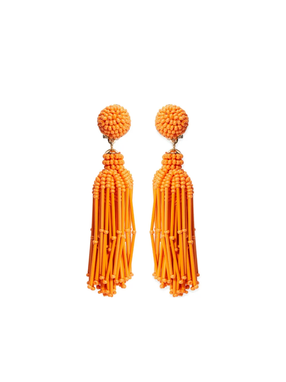 Carolina Herrera Beaded Tassel Earrings In Orange