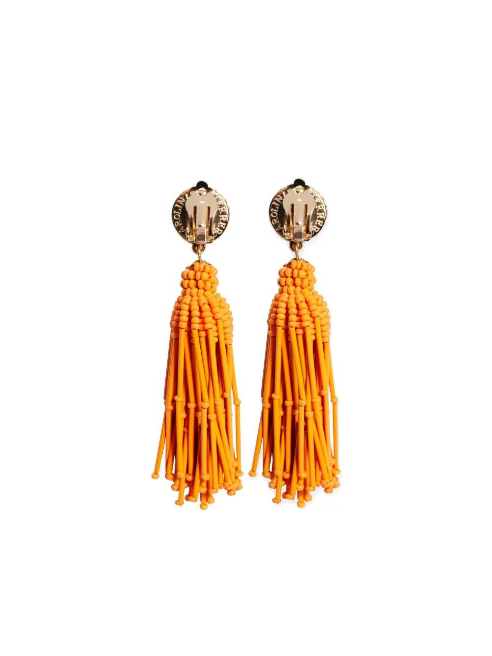 Carolina Herrera Beaded Tassel Earrings In Orange