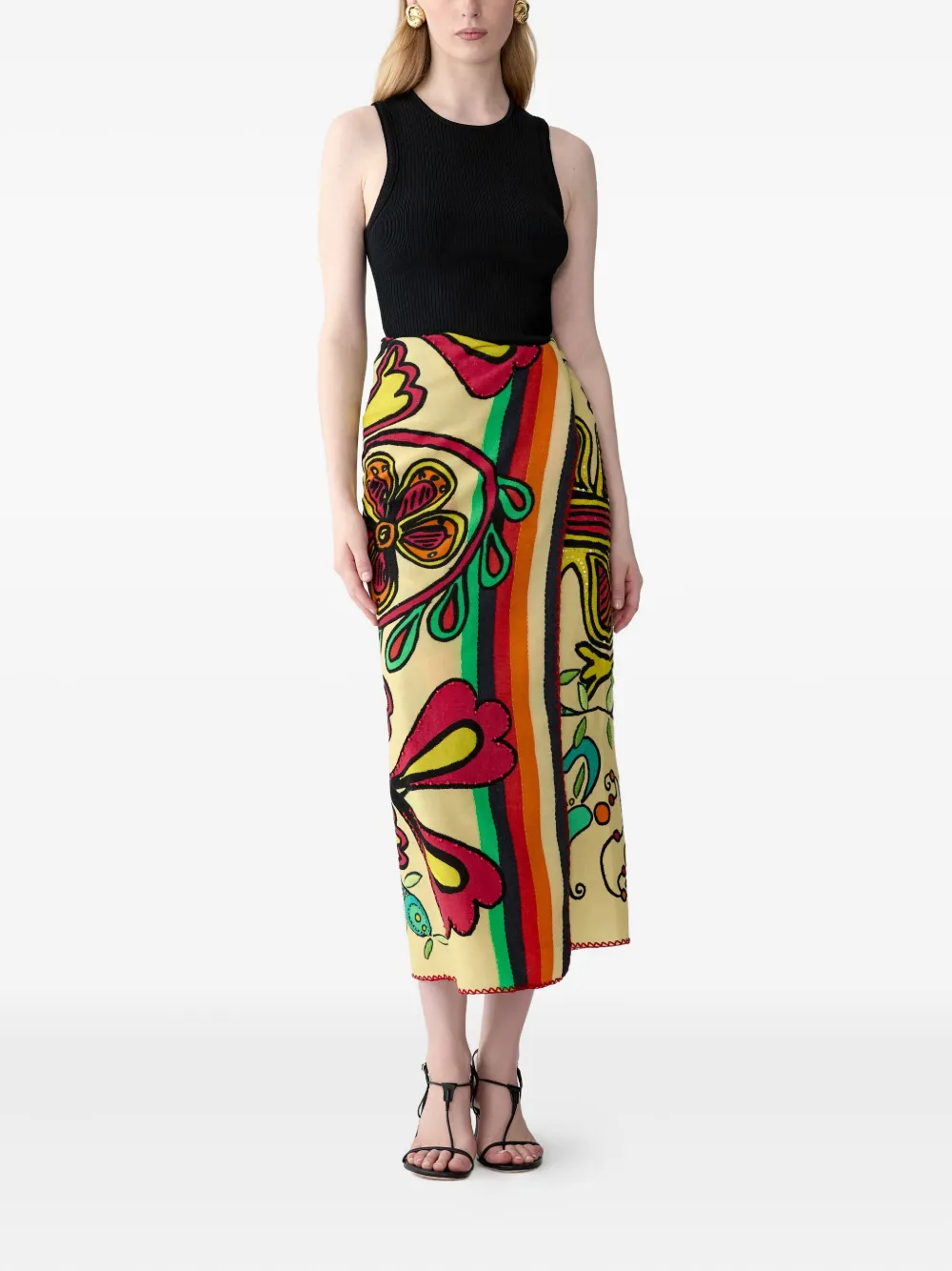 Carolina Herrera Rianna + Nina Printed Beaded Scarf In Multi