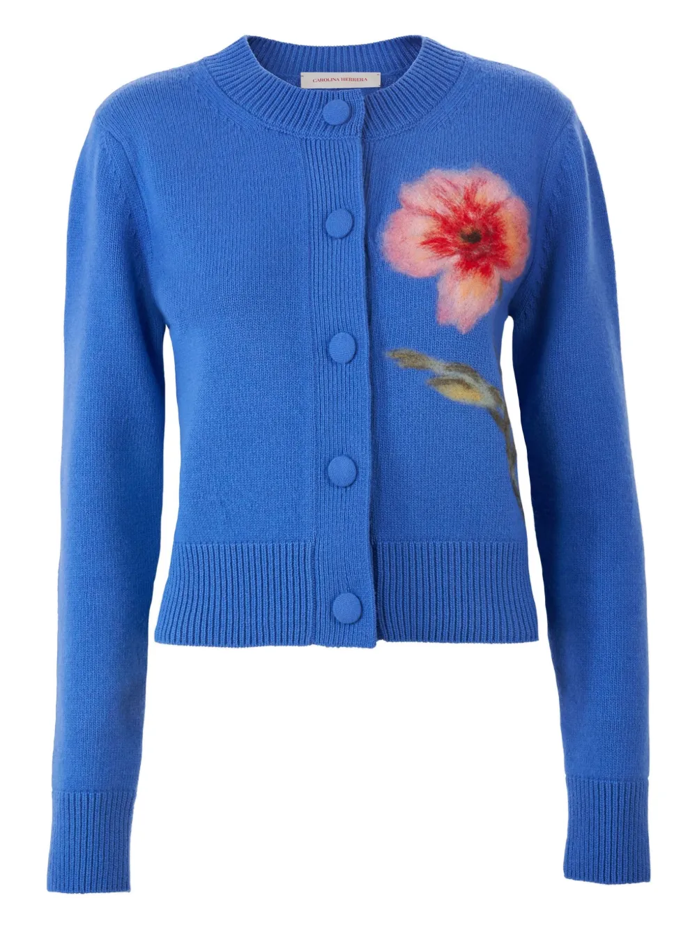 Carolina Herrera Cardigan con ricamo floreale - Blu