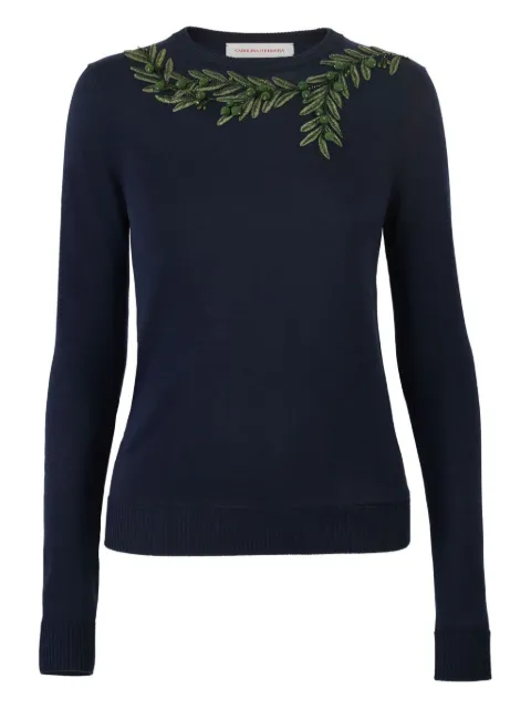 Carolina Herrera sweater med olivengren-broderi