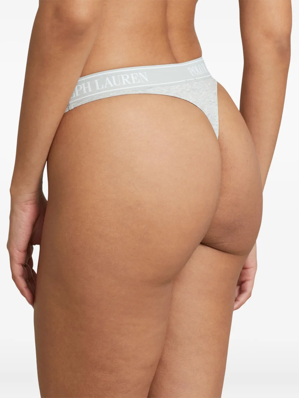 Polo Ralph Lauren Logo-waistband Thong In Gray