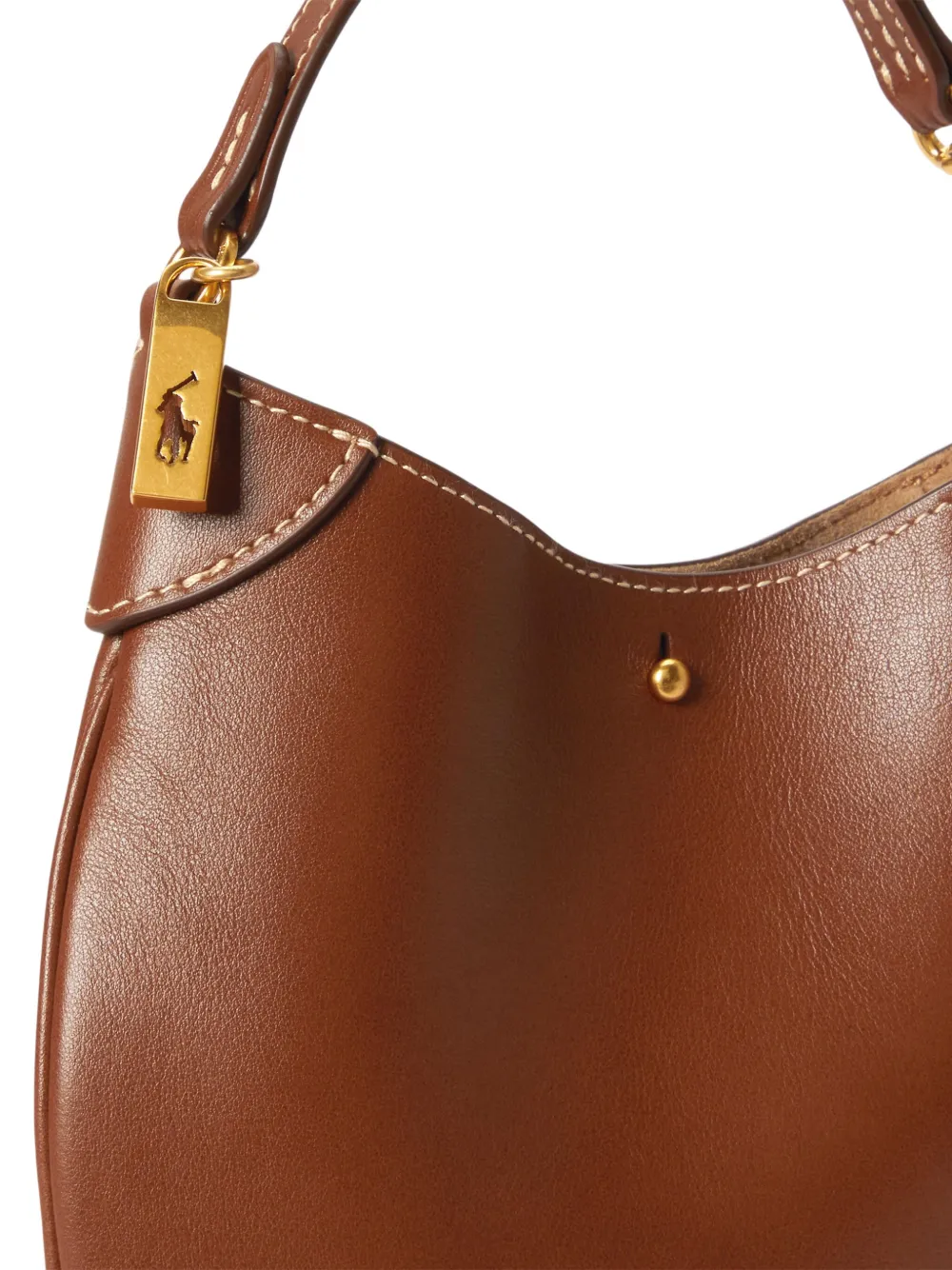 Polo Ralph Lauren Leren schoudertas met Pony-plakkaat Bruin