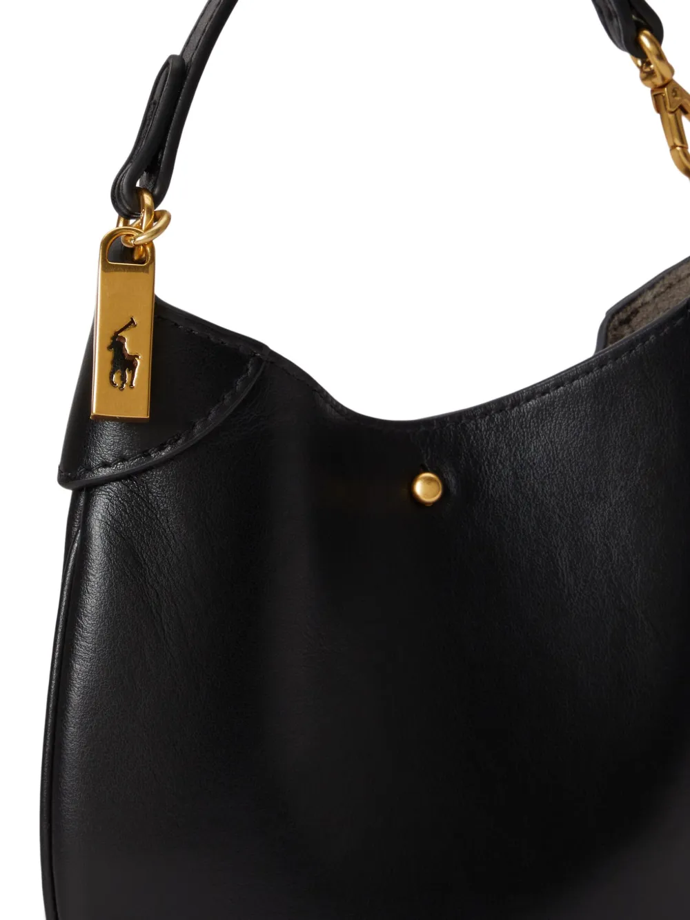 Polo Ralph Lauren Leather Pony-plaque Shoulder Bag In Black