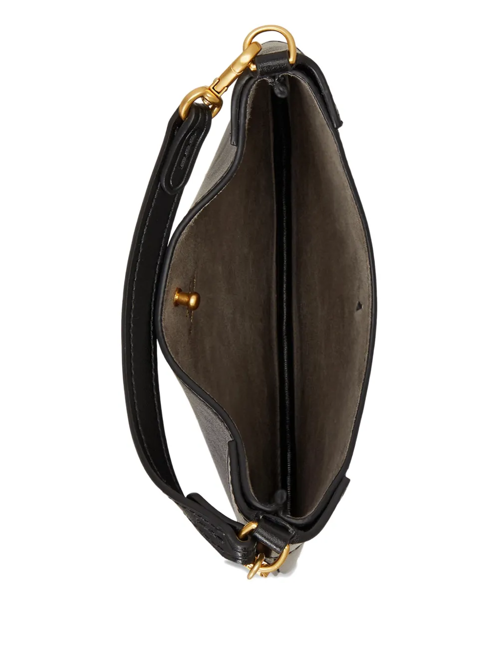 Polo Ralph Lauren Leather Pony-plaque Shoulder Bag In Black