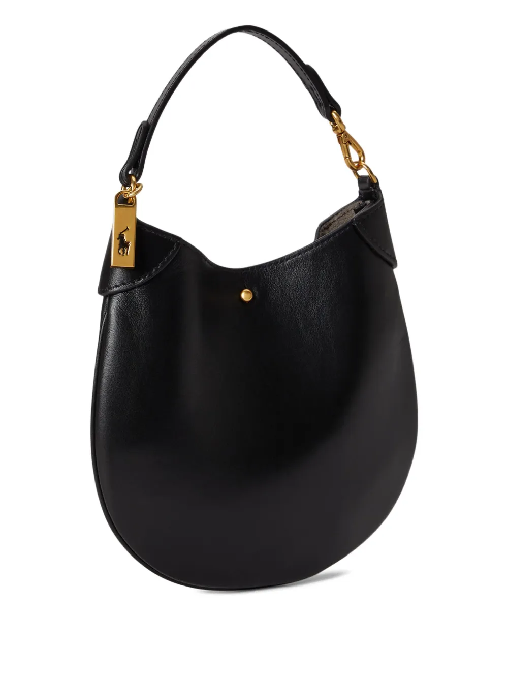Polo Ralph Lauren Leather Pony-plaque Shoulder Bag In Black