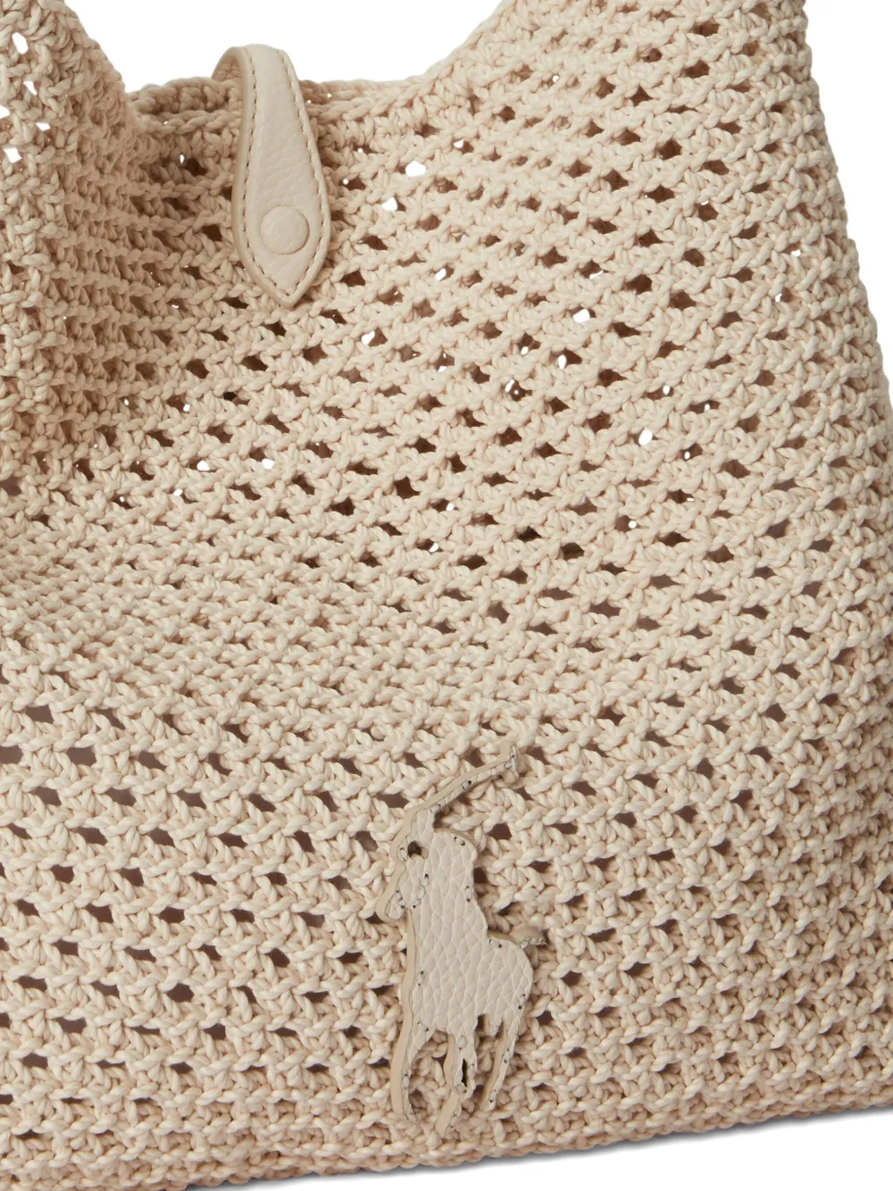 Polo Ralph Lauren Polo Play gehaakte crossbodytas met paard Beige