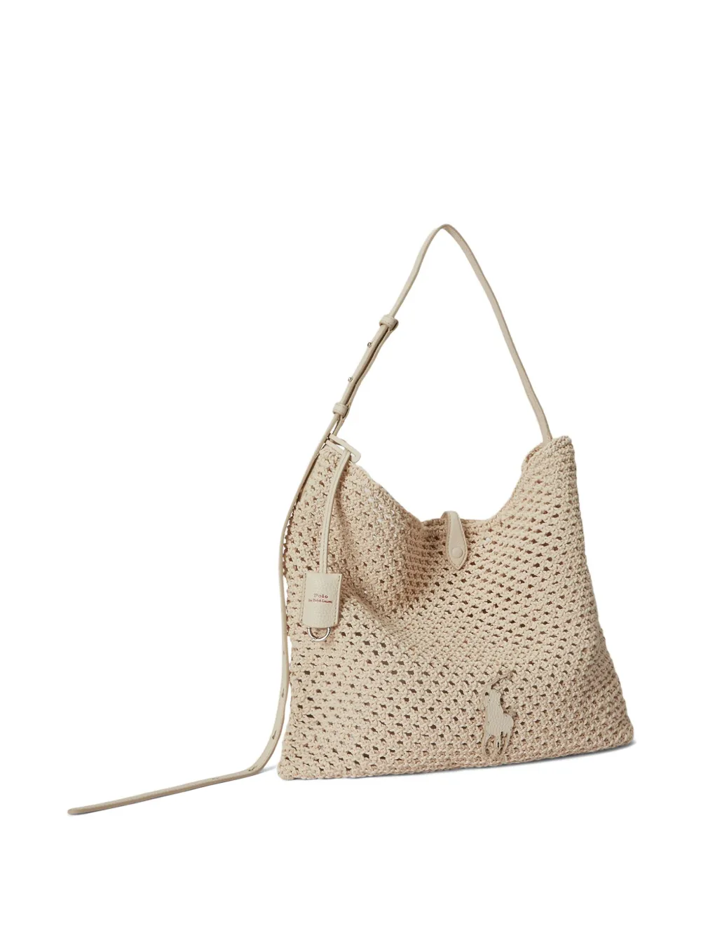 Polo Ralph Lauren Polo Play gehaakte crossbodytas met paard Beige