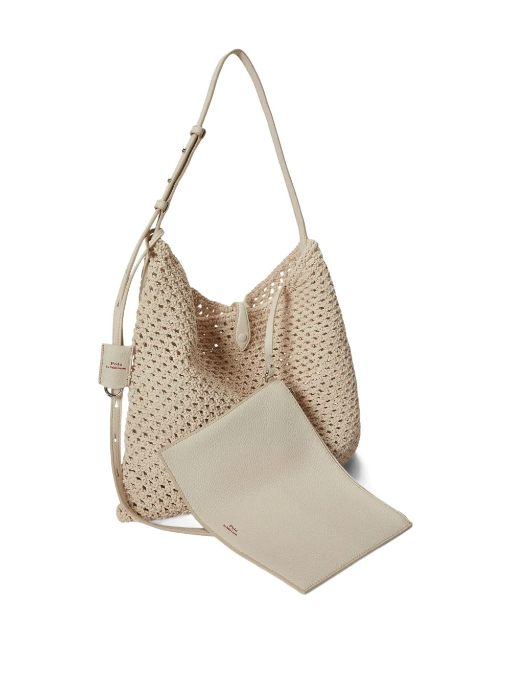Polo Ralph Lauren Polo Play gehaakte crossbodytas met paard Beige