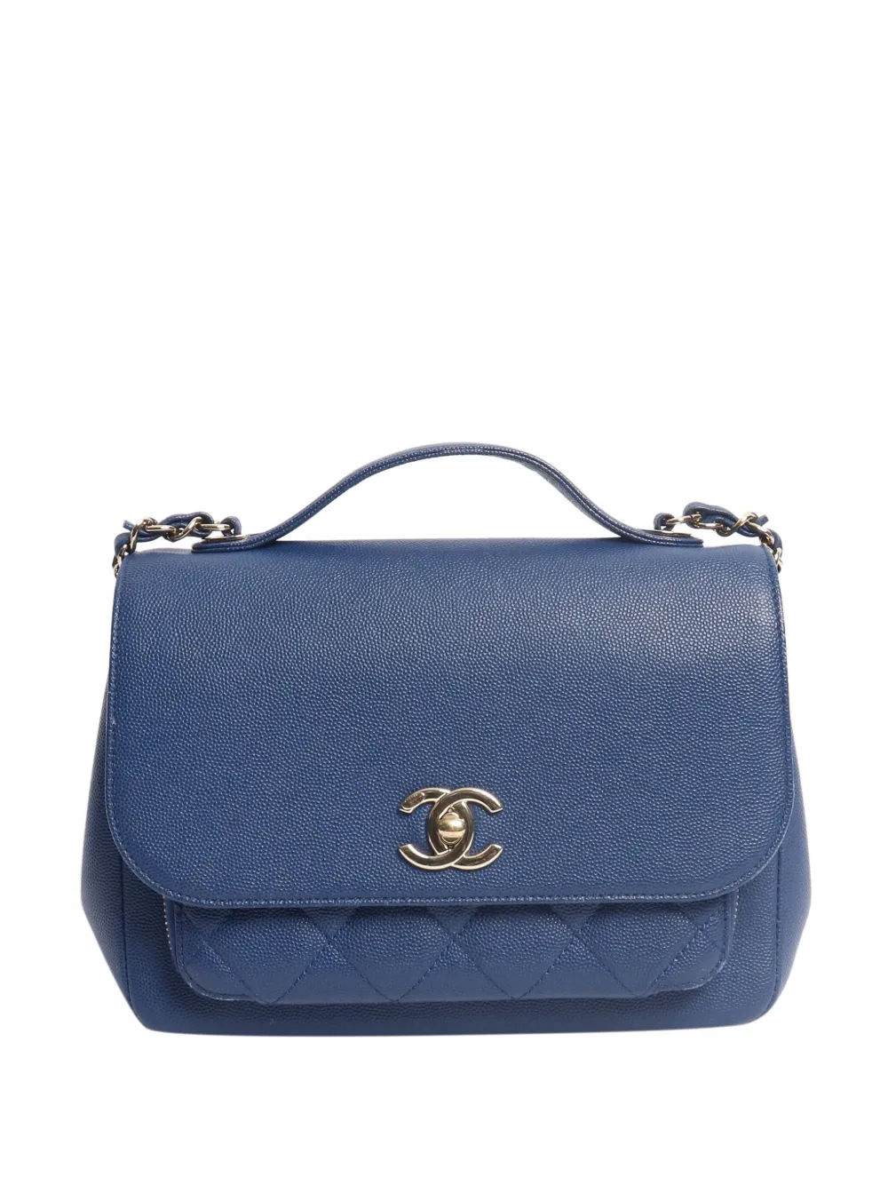 Pre-owned Chanel Matelassé Cc Turn-lock Tote Bag In Blue