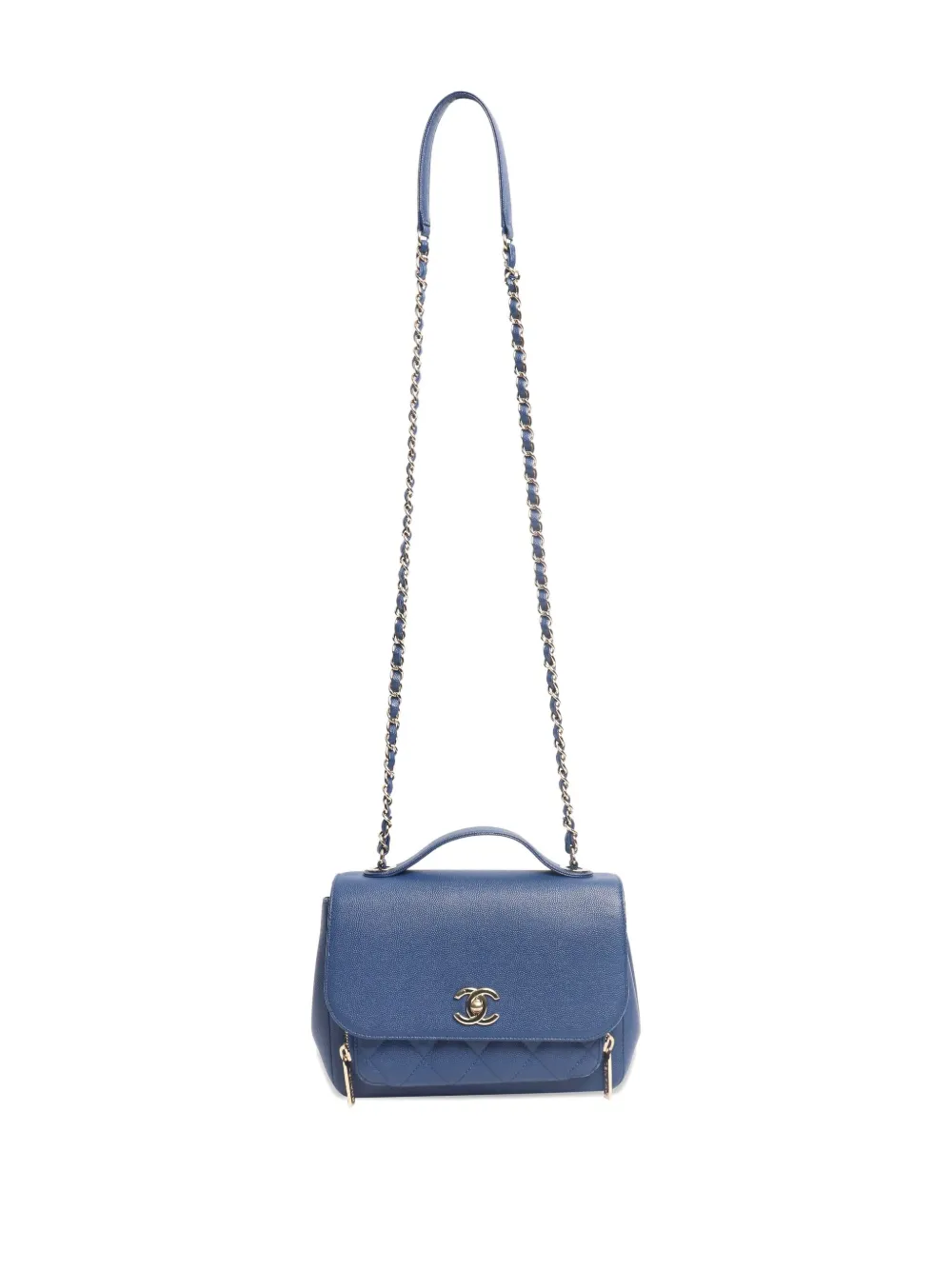 Pre-owned Chanel Matelassé Cc Turn-lock Tote Bag In Blue