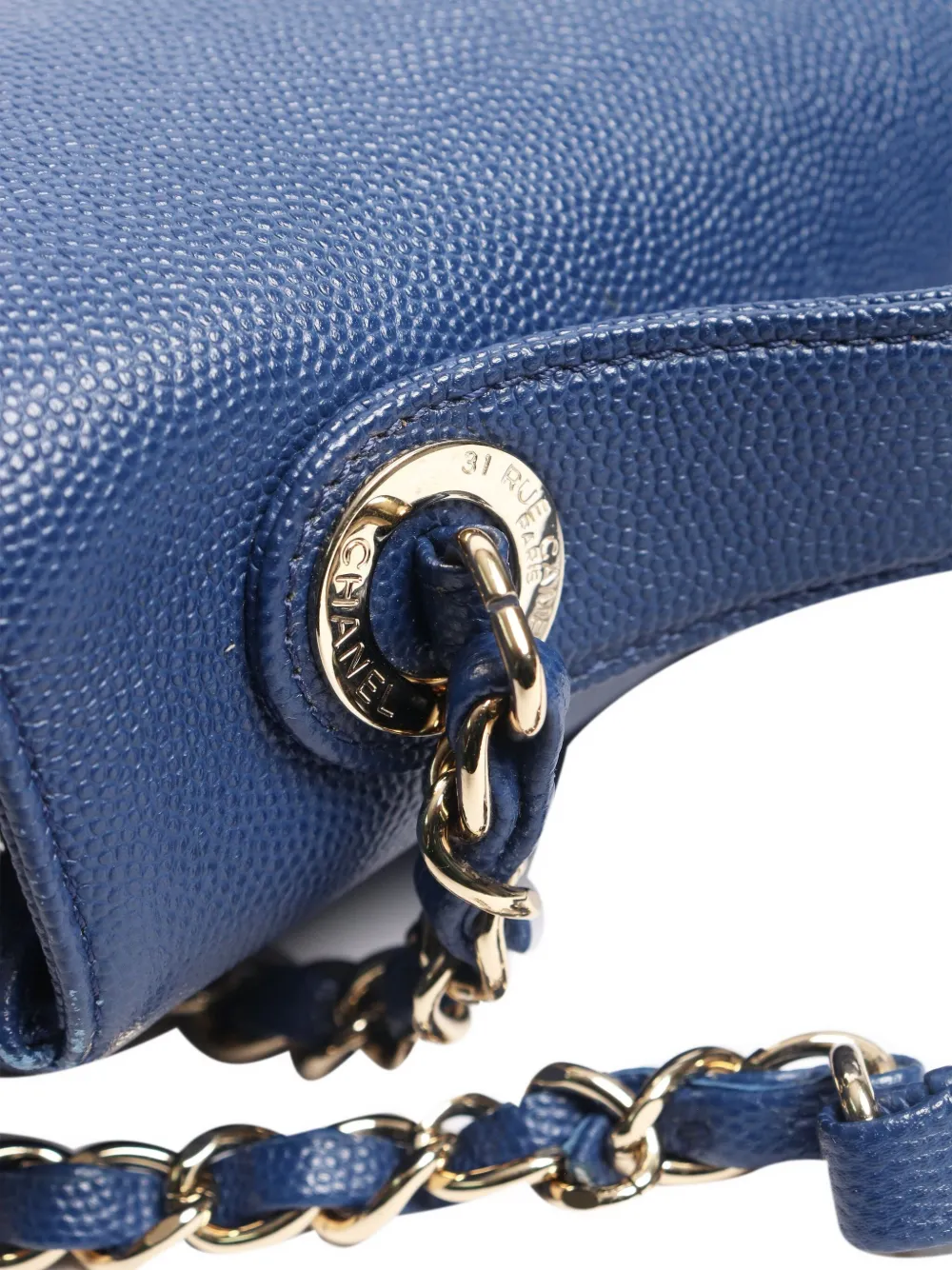 Pre-owned Chanel Matelassé Cc Turn-lock Tote Bag In Blue